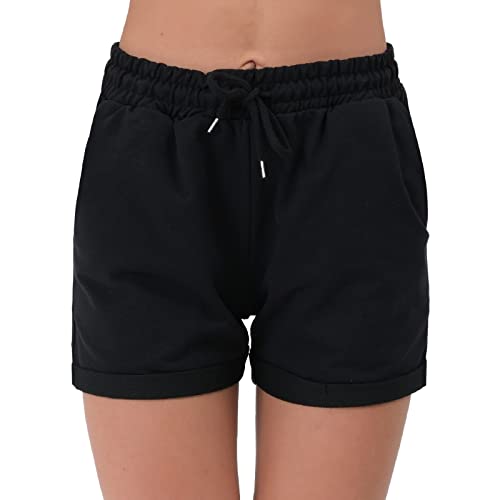 Smith & Solo Kurze Hose Damen - Shorts Sommer Hosen, Laufhose Kurz Sporthose, Trainingshose Sportshorts Women Laufshorts (Schwarz, S) von Smith & Solo