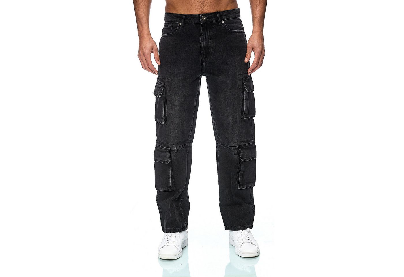 Smith & Solo Schlagjeans Baggy Jeans Herren, Cargohose Loose Fit Cargo-Taschen, Weites Bein, Baggy Fit von Smith & Solo