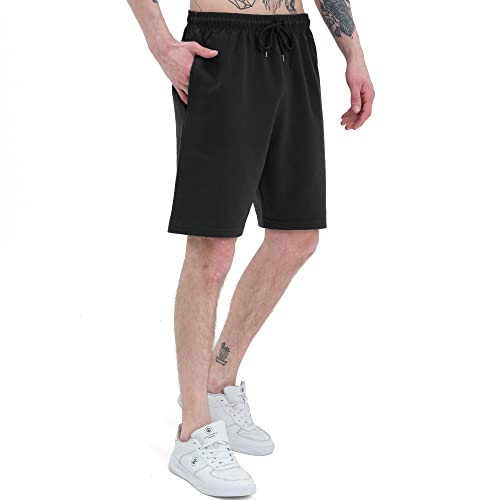 Smith & Solo Sporthose Herren Kurz - Kurze Hosen Herren, Laufshorts Männer Sommer Baumwolle Jogginghose Fitnesshose Sport Sportshorts Bermuda Shorts Hose Trainingshose Tennis (L, Schwarz) von Smith & Solo