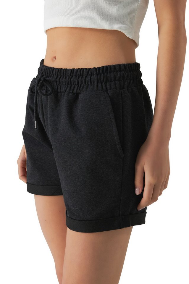 Smith & Solo Sweatshorts Kurze Hose Damen Shorts (1-tlg) Lycra, Baumwolle, umschlagene Beinsaum von Smith & Solo