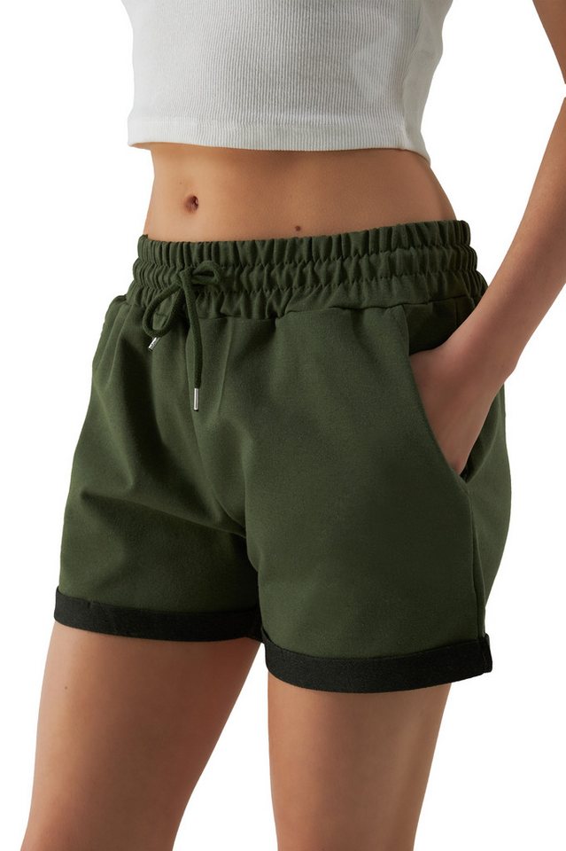 Smith & Solo Sweatshorts Kurze Hose Damen Shorts (1-tlg) Lycra, Baumwolle, umschlagene Beinsaum von Smith & Solo