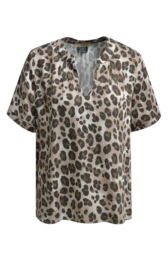 Smith & Soul Damen Bluse, Leomuster, Kurzarm, Viskose, Pflegeleicht, Nougat, S von Smith & Soul