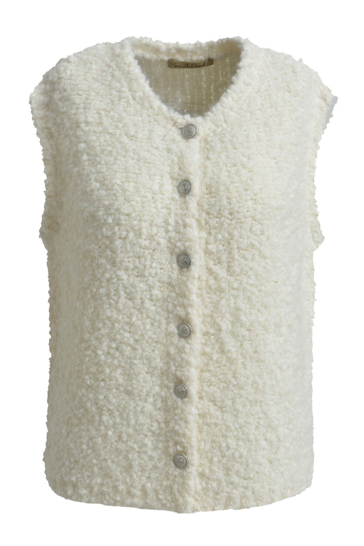Smith&Soul - BouclÃ© Knit Vest with Buttons cream white von Smith&Soul