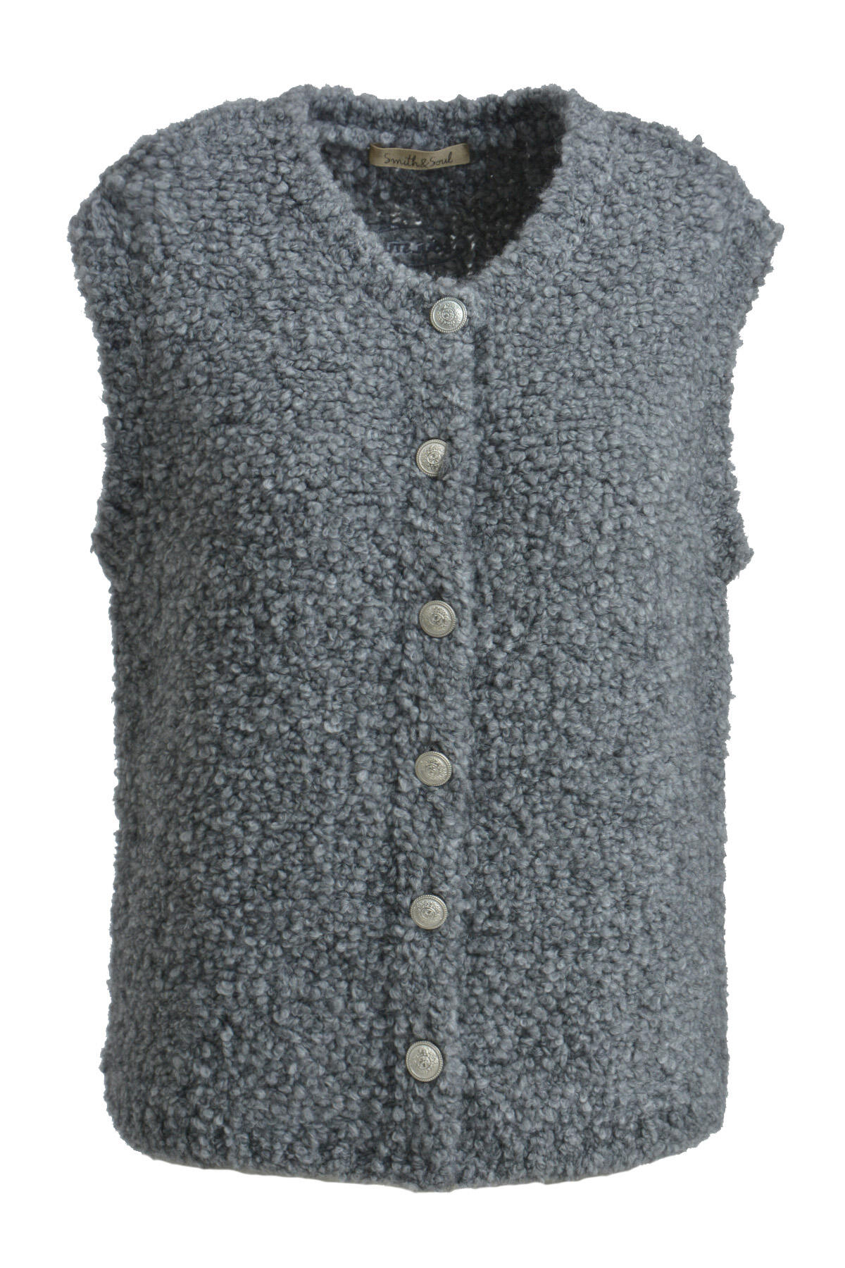 Smith&Soul - BouclÃ© Knit Vest with Buttons grey melange von Smith&Soul