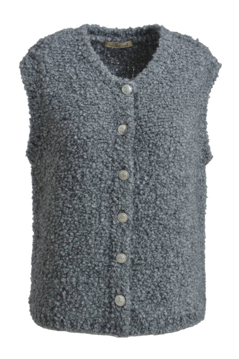 Smith&Soul - BouclÃ© Knit Vest with Buttons grey melange von Smith&Soul