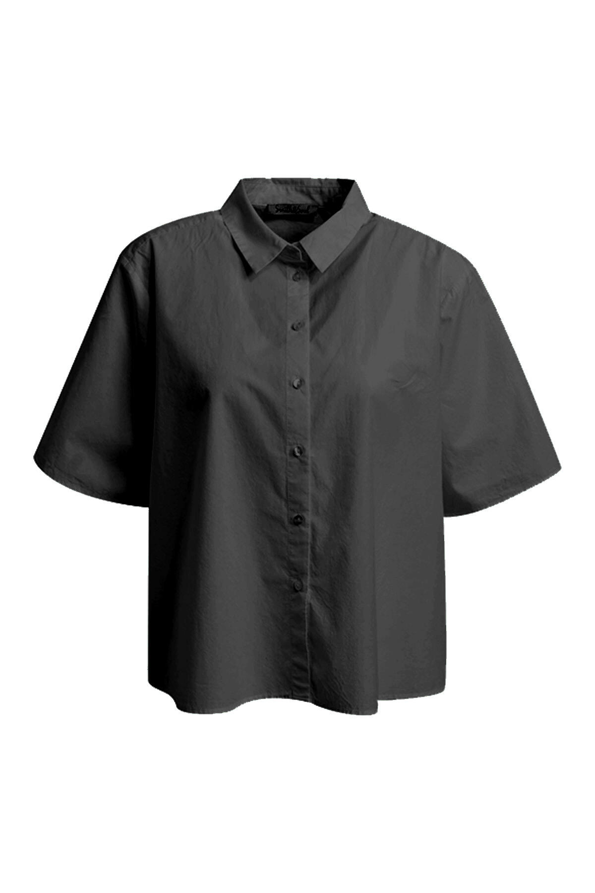 Smith&Soul - Boxy Shirt Collar Blouse black - Gr. - M von Smith&Soul