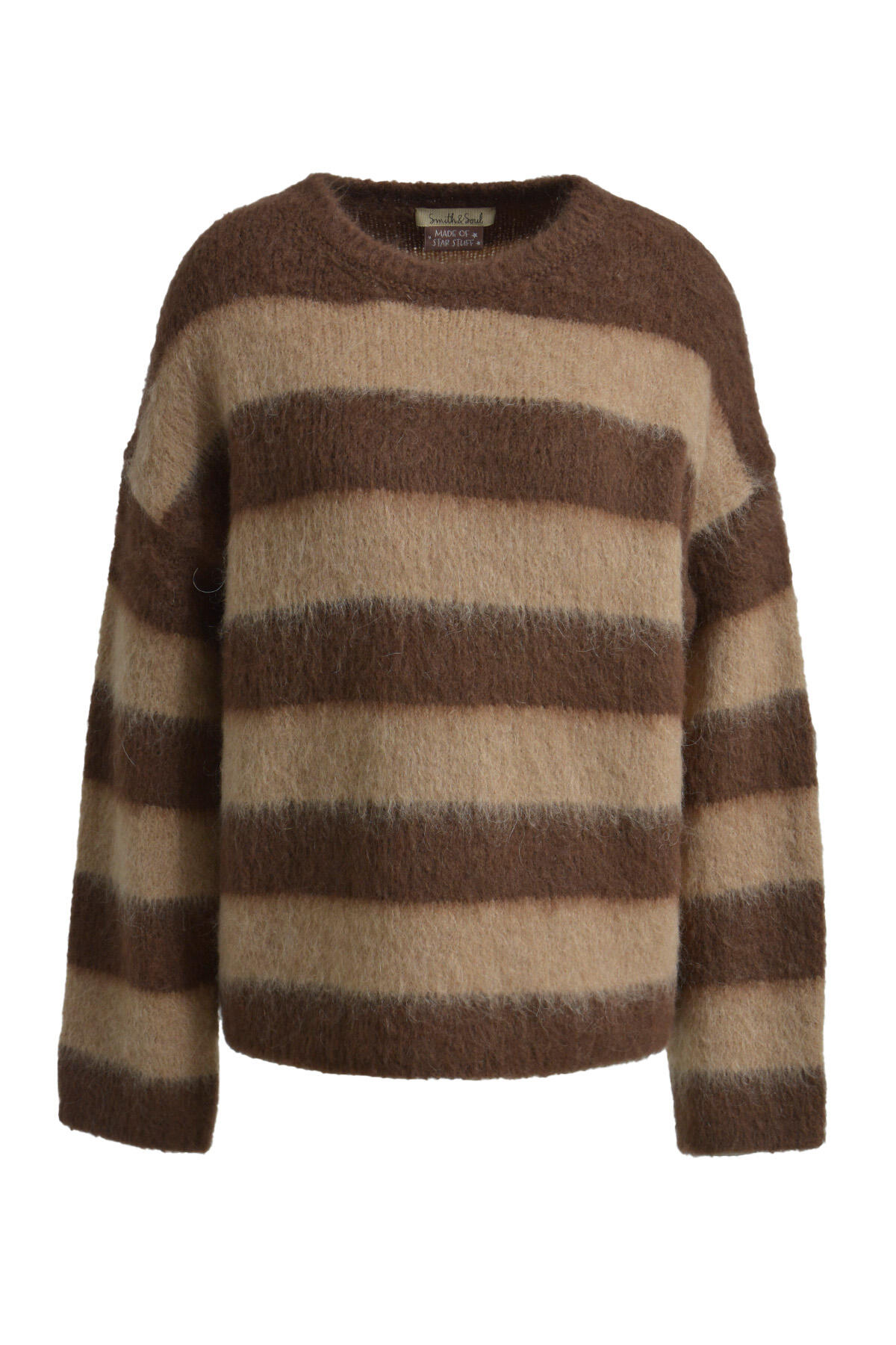Smith&Soul - Brushed Striped Pullover choco print - Gr. - L von Smith&Soul