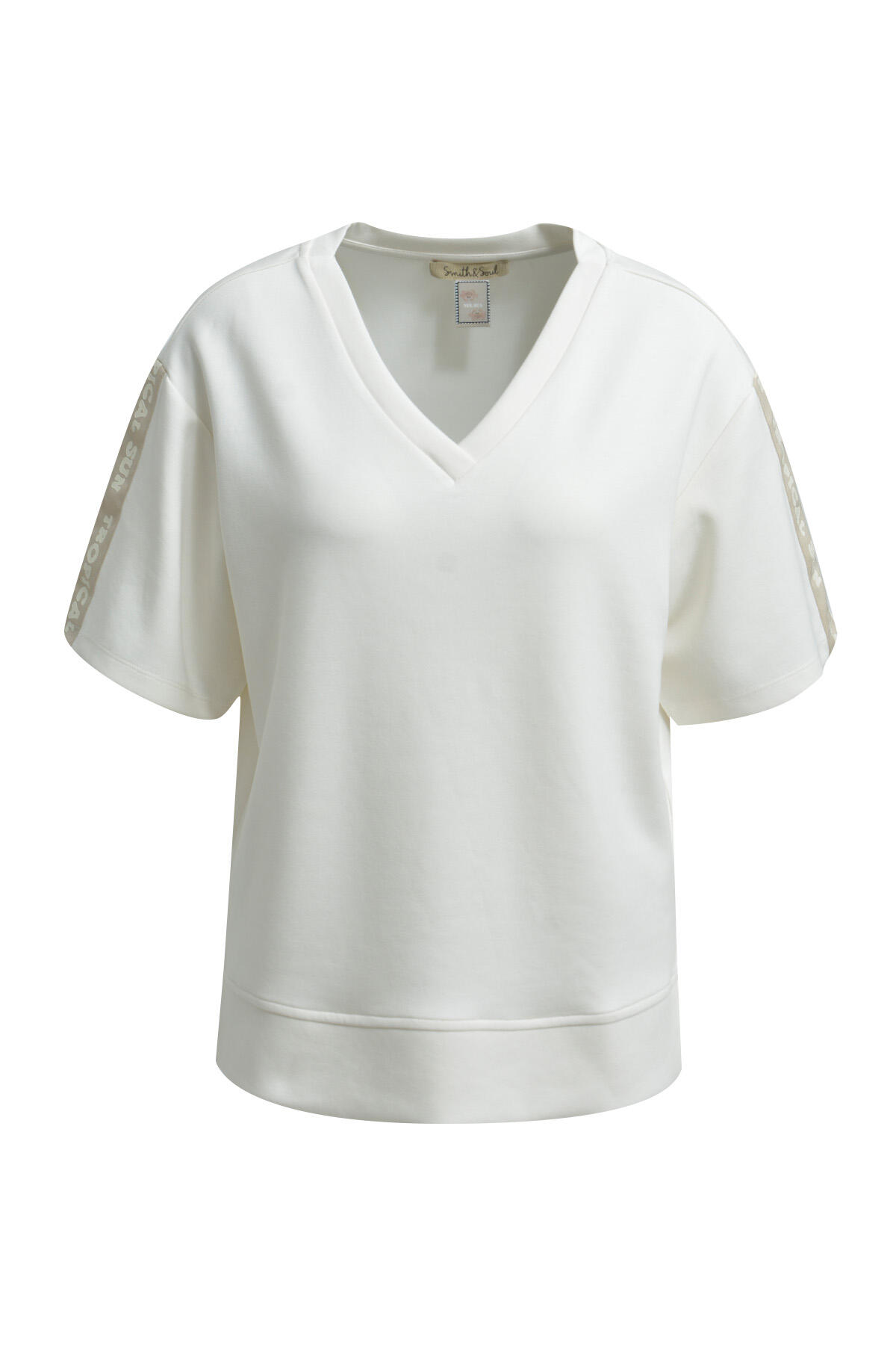 Smith&Soul - Clean Sweatshirt Rib Tape cream white - Gr. - XS von Smith&Soul