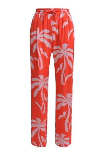 Smith & Soul Damenhose, Viskose, Palmenprint, Elastischer Bund, Chilli, L von Smith & Soul