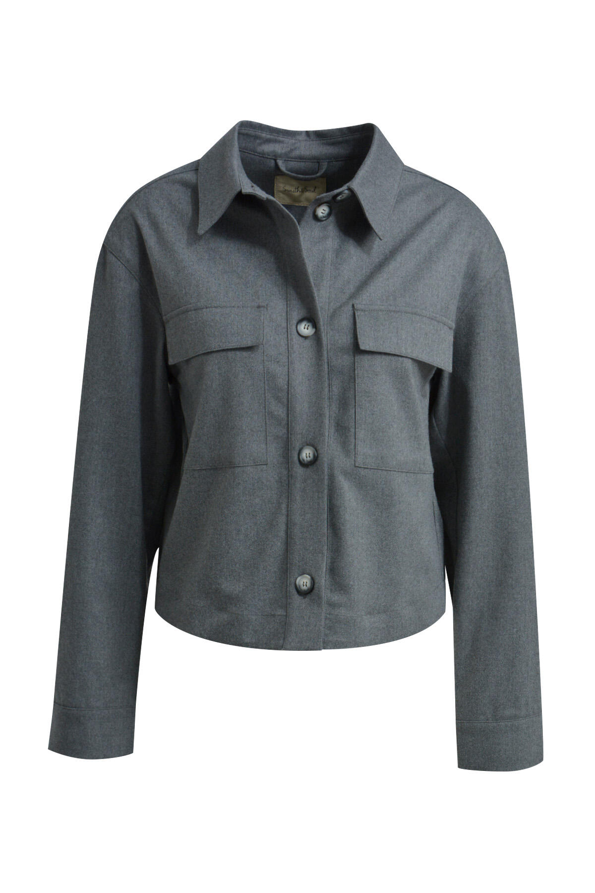 Smith&Soul - Flanell Cargo Jacket grey melange - Gr. - XS von Smith&Soul