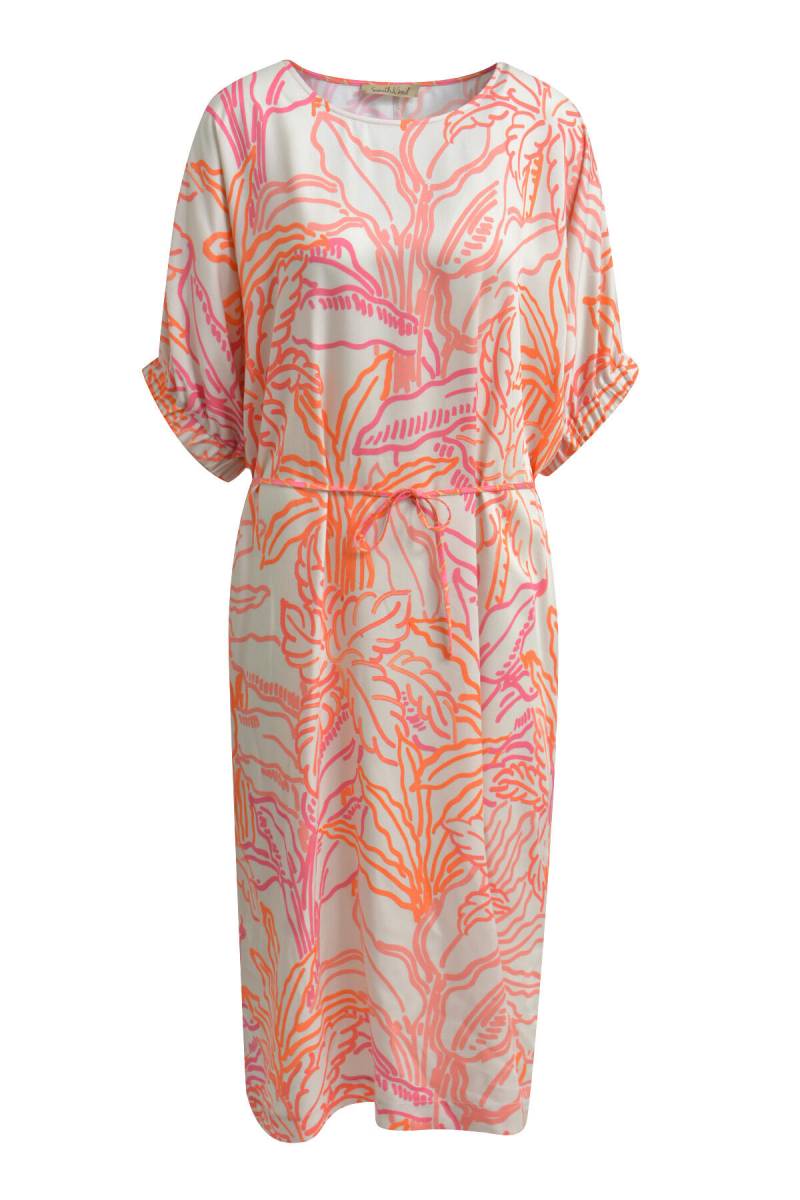 Smith&Soul - Gathered Cuff Belt Dress coral print - Gr. - XS von Smith&Soul