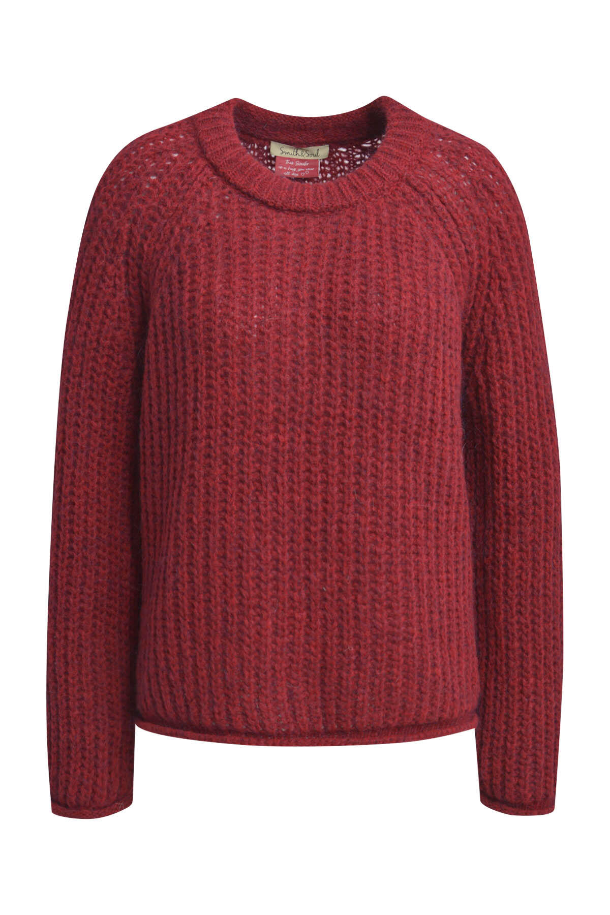 Smith&Soul - Hairy Raglan Pullover cherry - Gr. - XL von Smith&Soul
