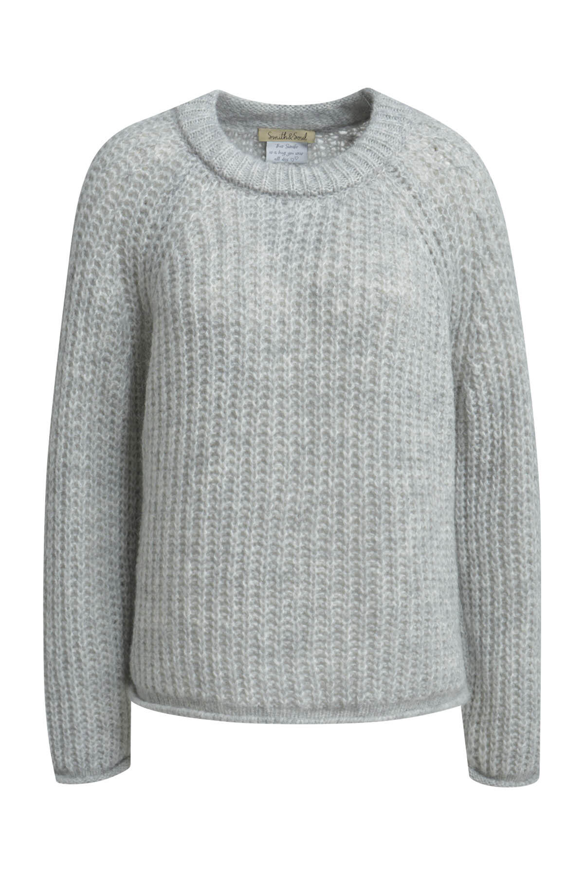 Smith&Soul - Hairy Raglan Pullover silver grey melange - Gr. - XXL von Smith&Soul