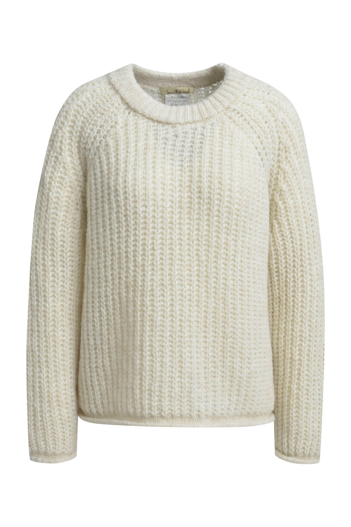 Smith&Soul - Hairy Raglan Pullover wool white - Gr. - XS von Smith&Soul