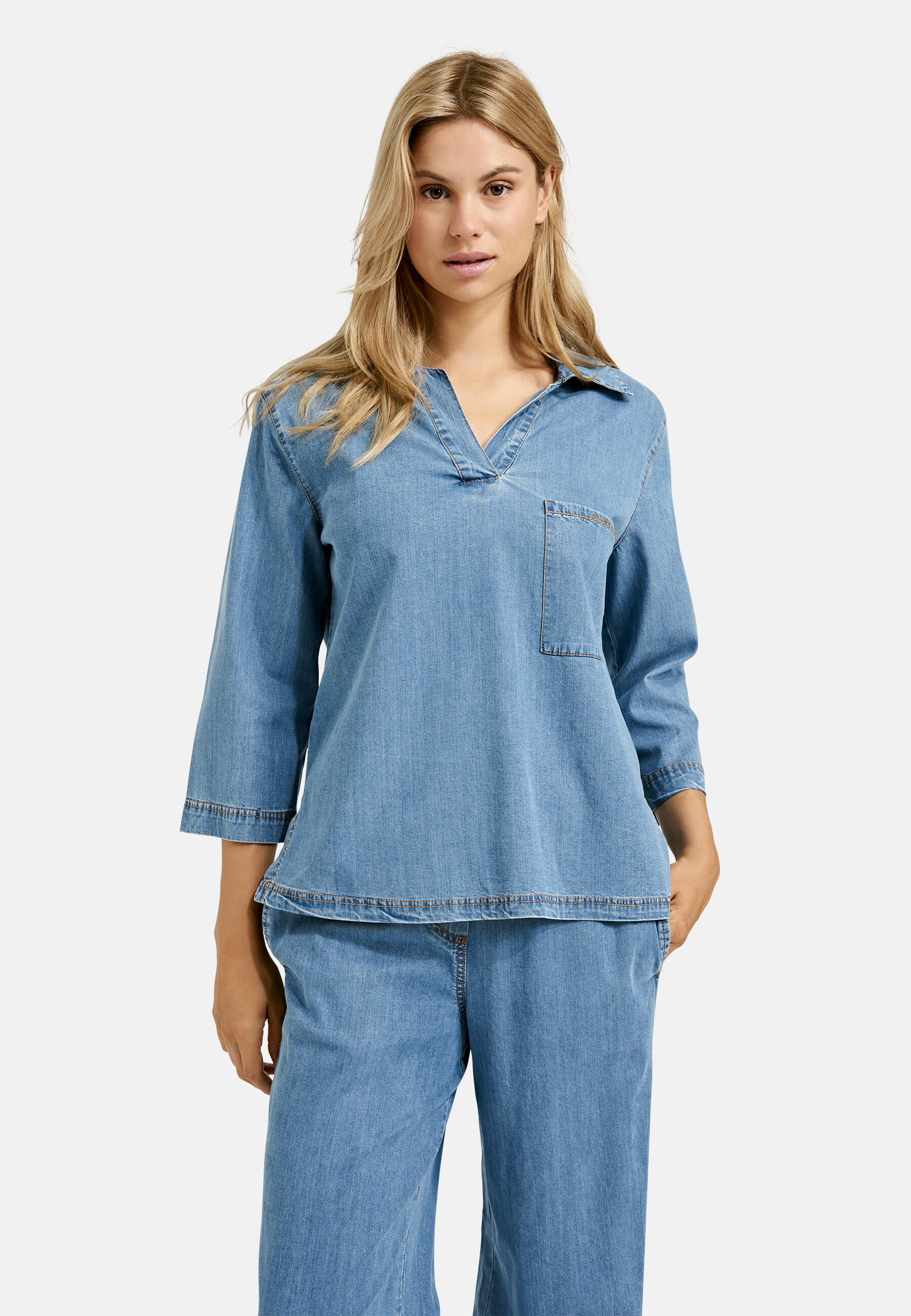 Smith&Soul - Lyocell Polo Collar Blouse denim - Gr. - M von Smith&Soul