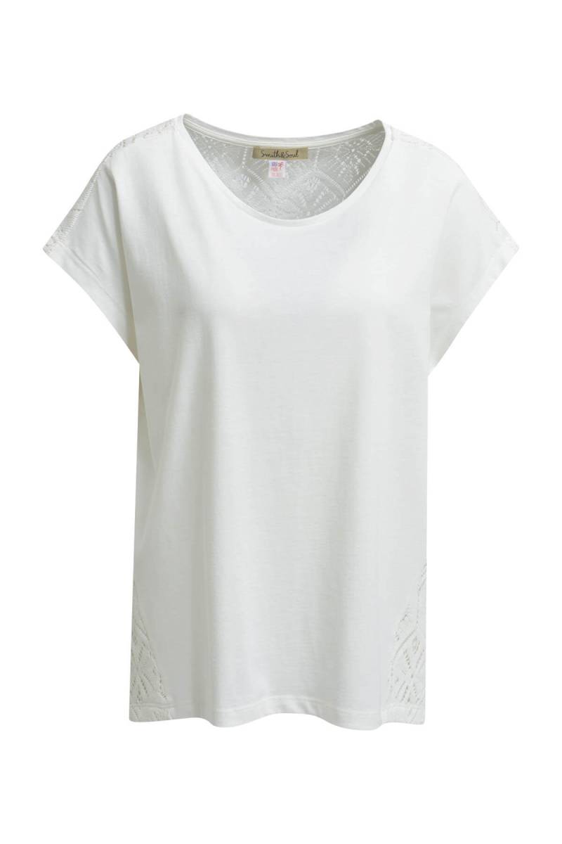 Smith&Soul - Mix & Match Crochet T-Shirt cream white - Gr. - M von Smith&Soul