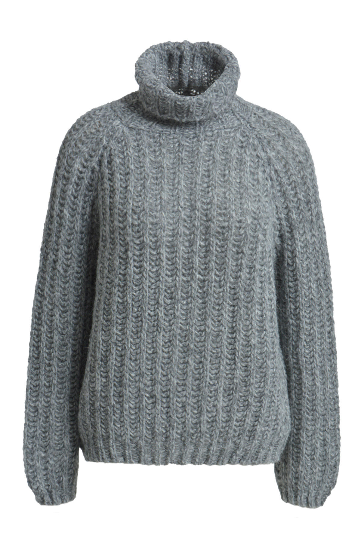 Smith&Soul - MoulinÃ© High Collar Raglan Pullover grey melange print - Gr. - S von Smith&Soul