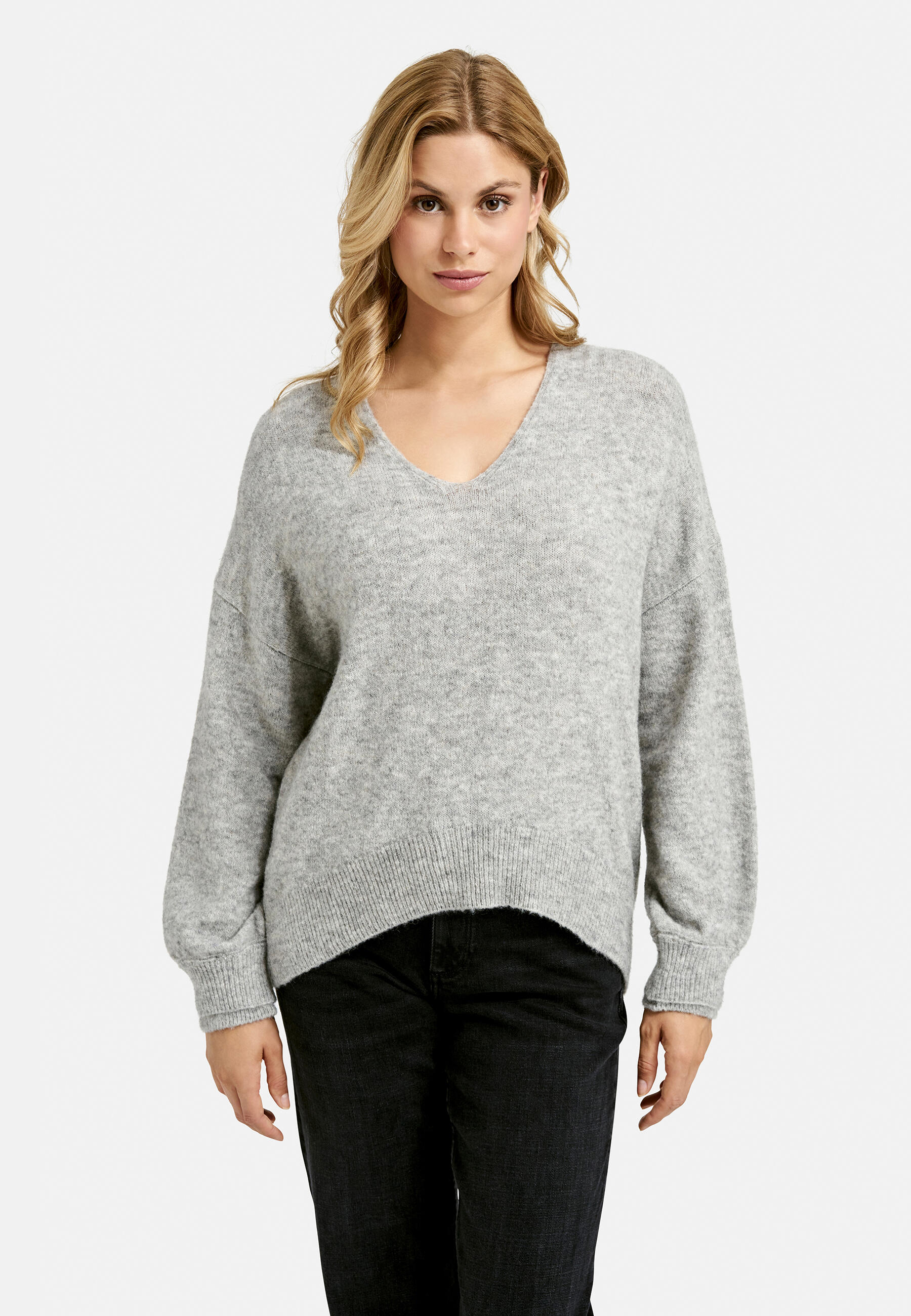 Smith&Soul - New Basic V-neck Pullover mid grey - Gr. - L von Smith&Soul
