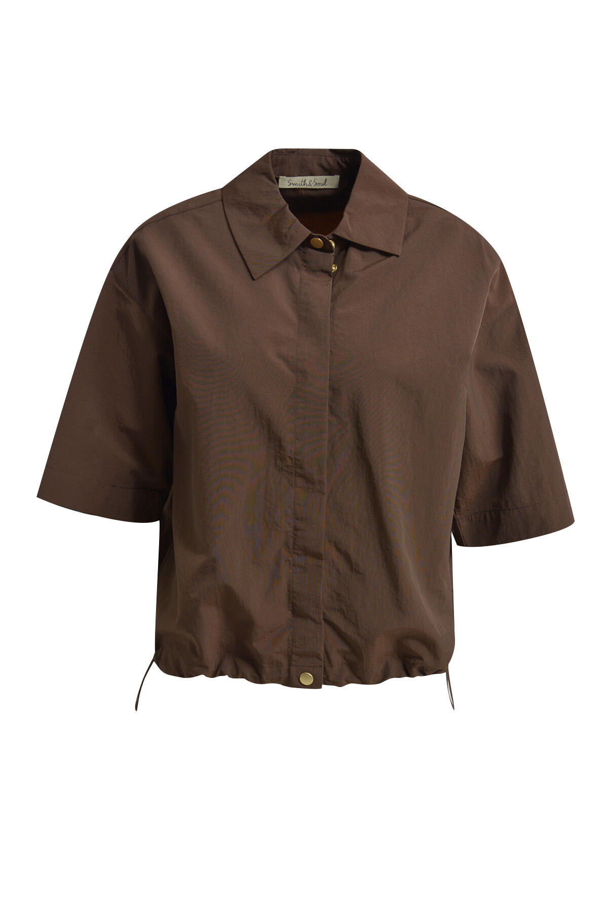 Smith&Soul - Nylon Half Slv Blouse dark brown - Gr. - L von Smith&Soul