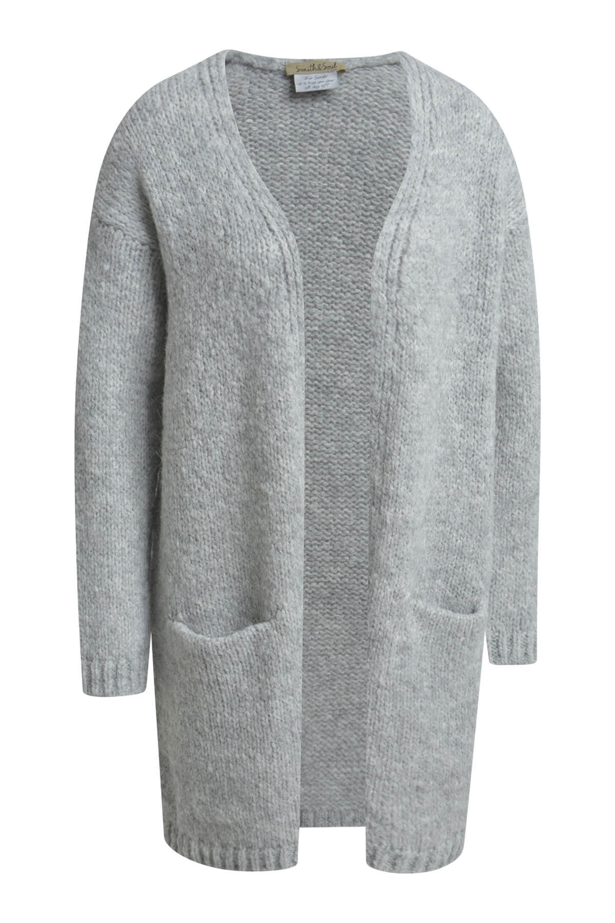 Smith&Soul - Open Cardigan Mid Length silver grey melange - Gr. - XXL von Smith&Soul