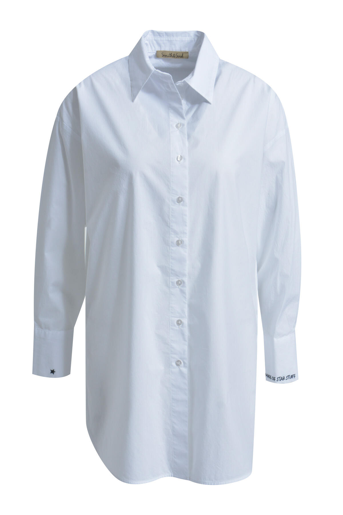 Smith&Soul - Oversize Shirt Blouse with Backprint white - Gr. - L von Smith&Soul