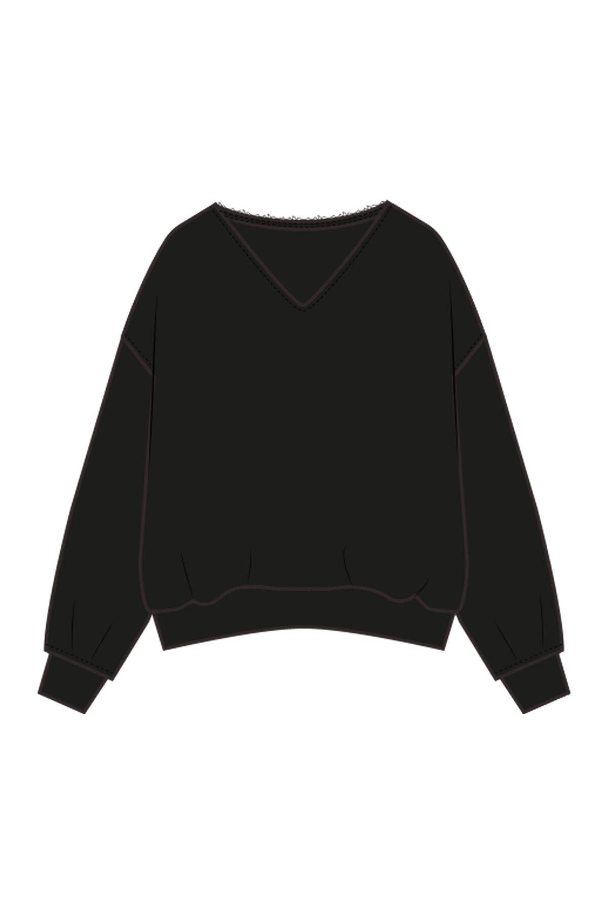 Smith&Soul - Oversize Sweatshirt Open Edges Vn black - Gr. - M von Smith&Soul