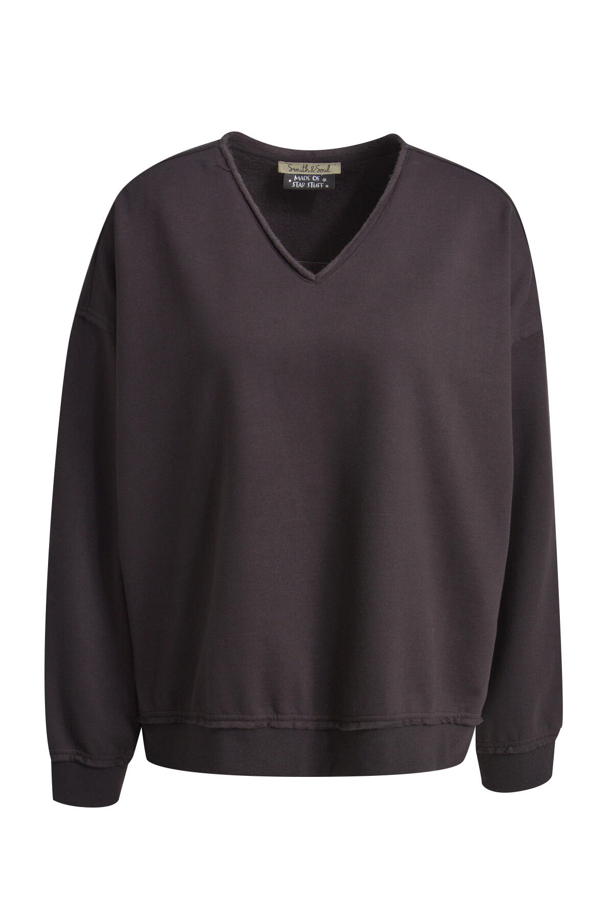 Smith&Soul - Oversize Sweatshirt Open Edges Vn choco - Gr. - L von Smith&Soul