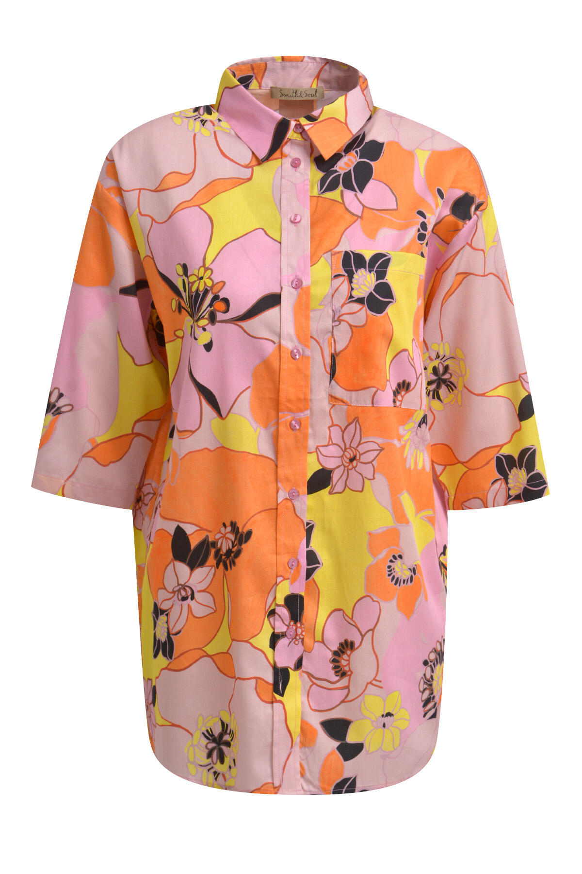 Smith&Soul - Printed Shirt Collar Blouse mandarin print - Gr. - XS von Smith&Soul