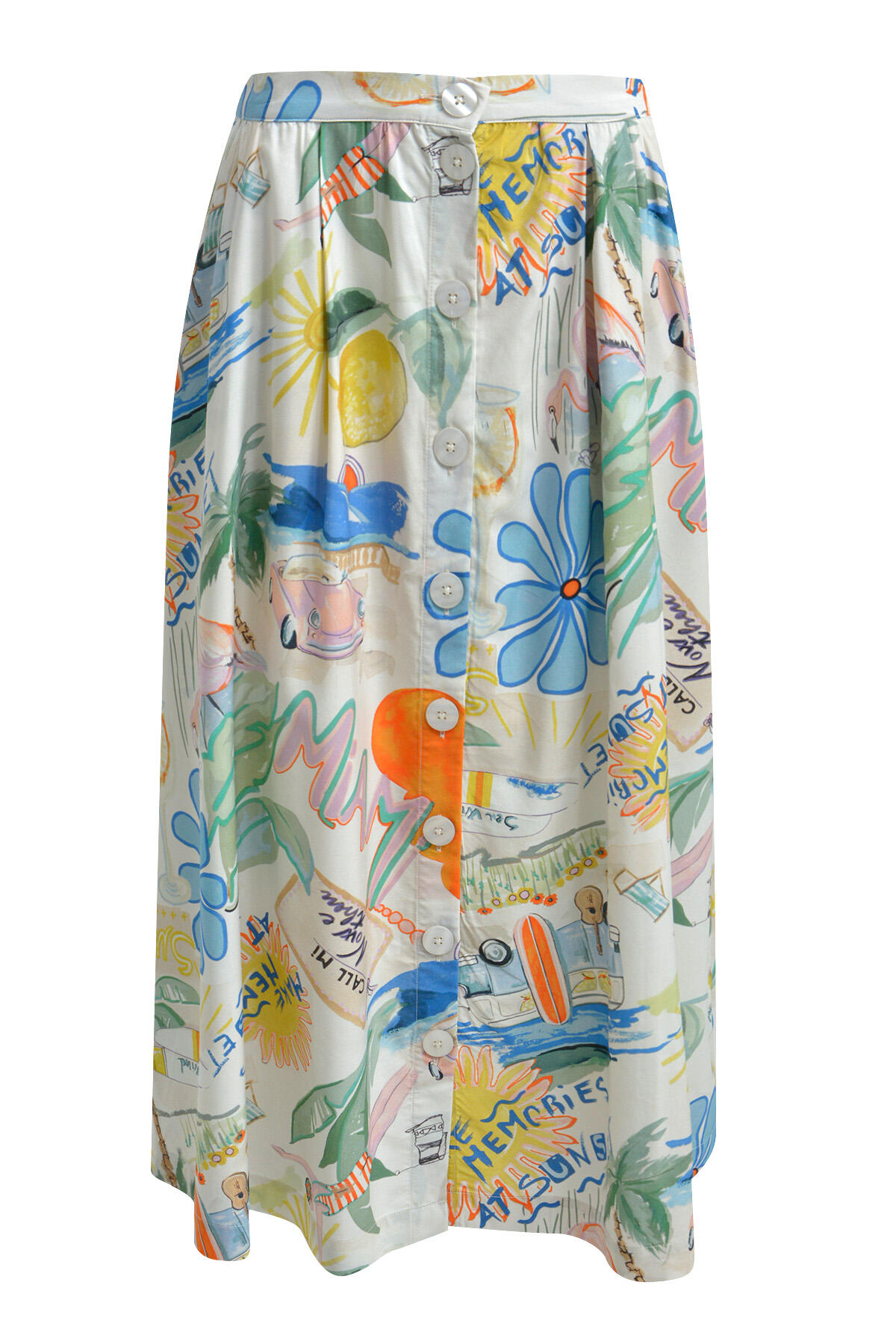 Smith&Soul - Printed Skirt cream white print - Gr. - M von Smith&Soul