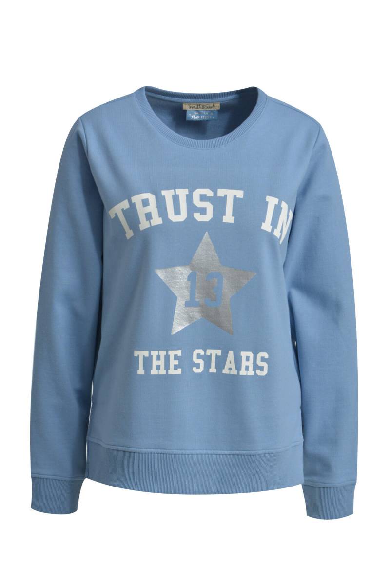 Smith&Soul - Regular Sweatshirt Foilprint bleu - Gr. - L von Smith&Soul