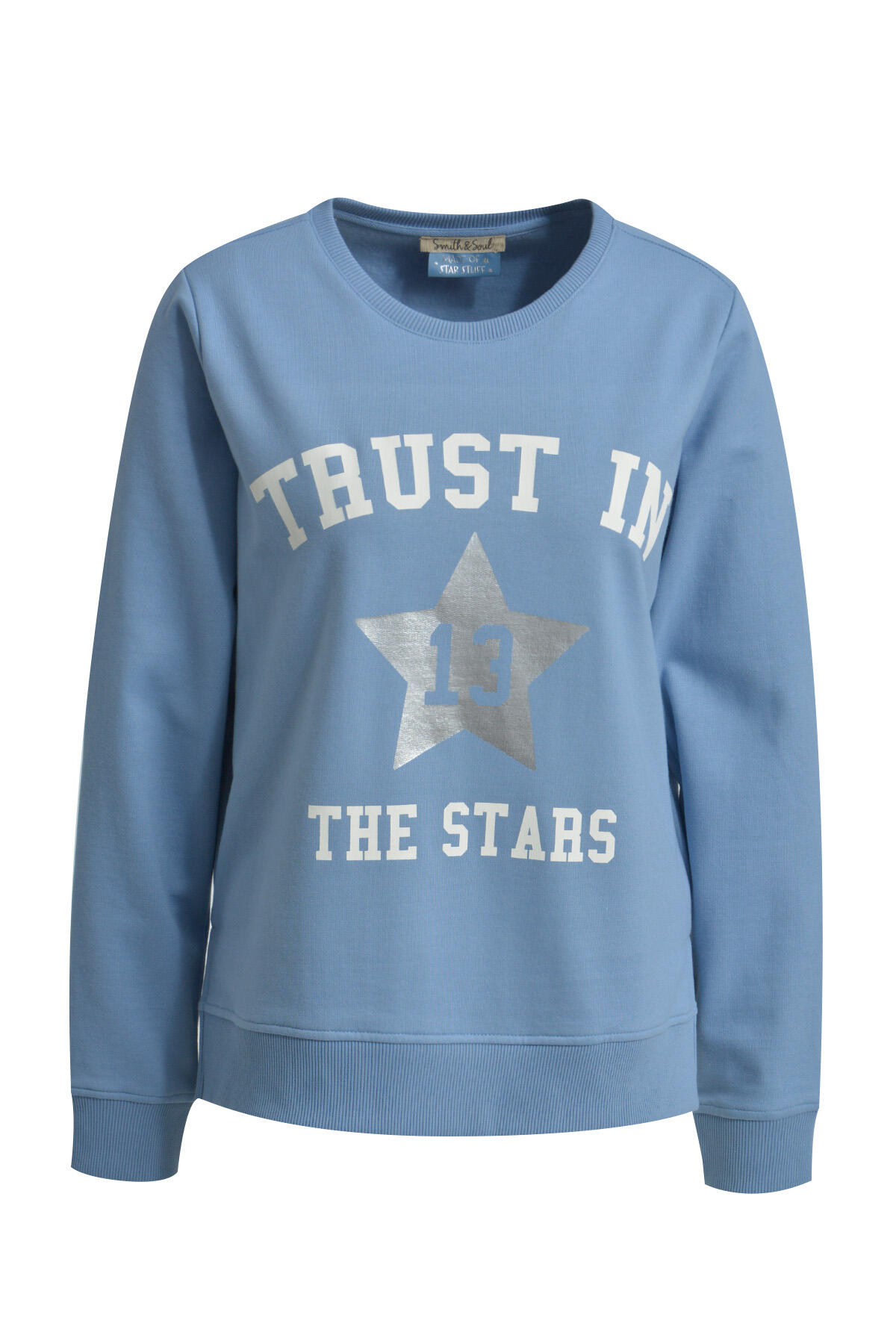 Smith&Soul - Regular Sweatshirt Foilprint bleu - Gr. - M von Smith&Soul