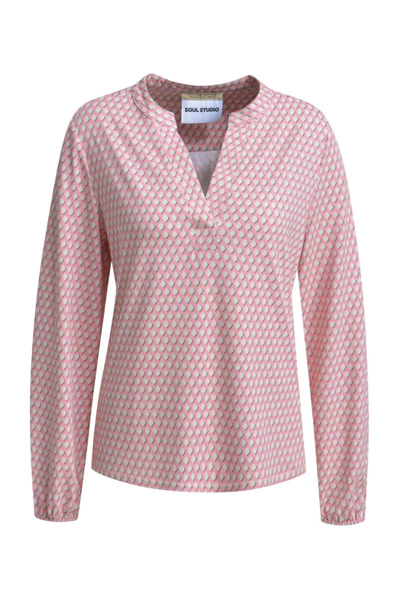 Smith&Soul - Relaxed Jersey Shirt Blouse AOP bubblegum print - Gr. - M von Smith&Soul