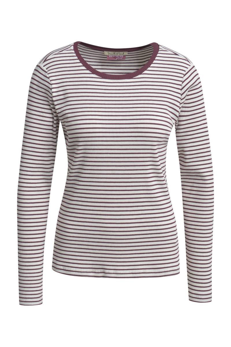 Smith&Soul - Rib Longsleeve Striped bordeaux - Gr. - XL von Smith&Soul