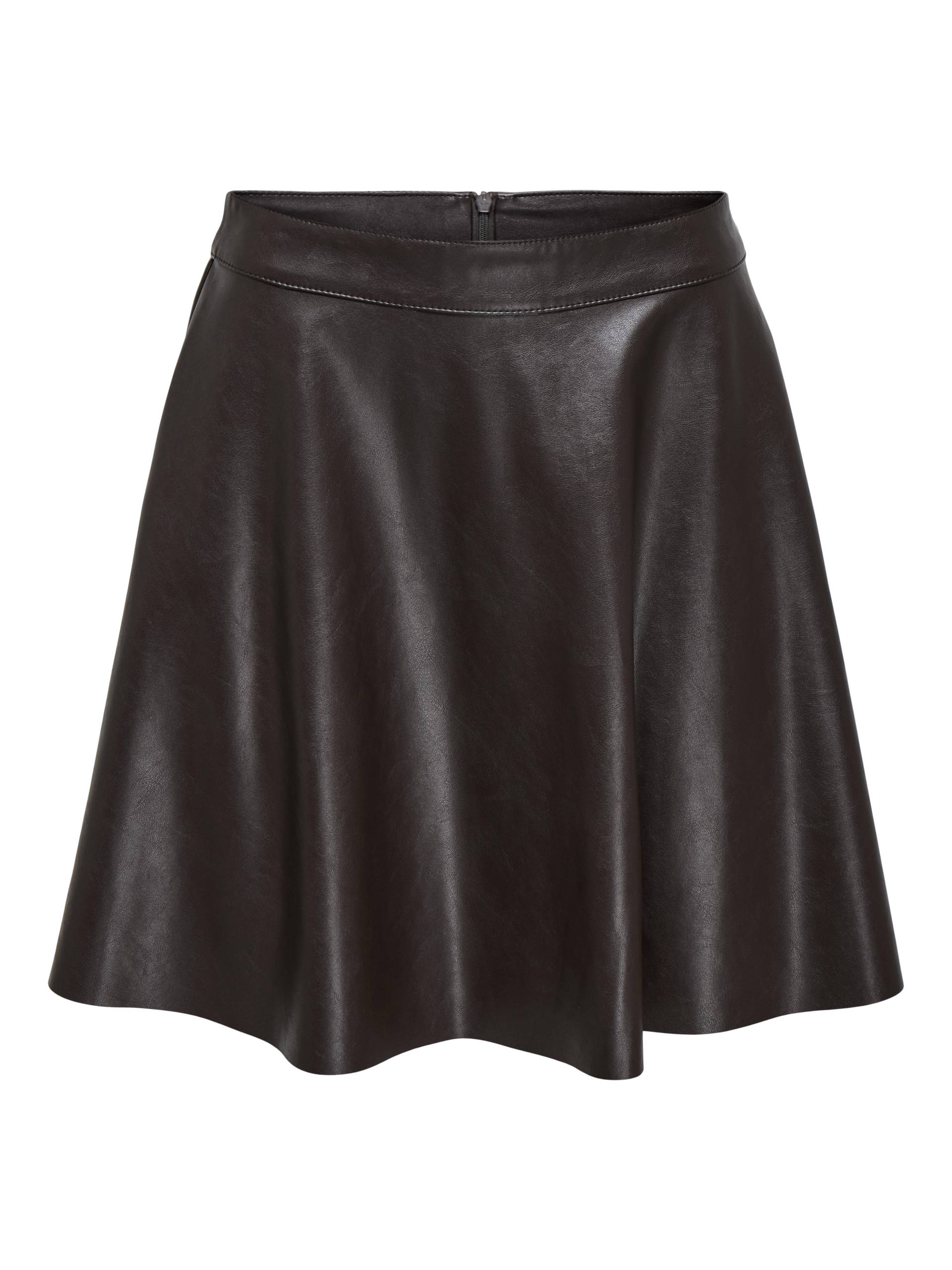 ONLY - ONLUNA FAUX LEATHER FLARED SKIRT OTW black coffee - Gr. - XS von ONLY