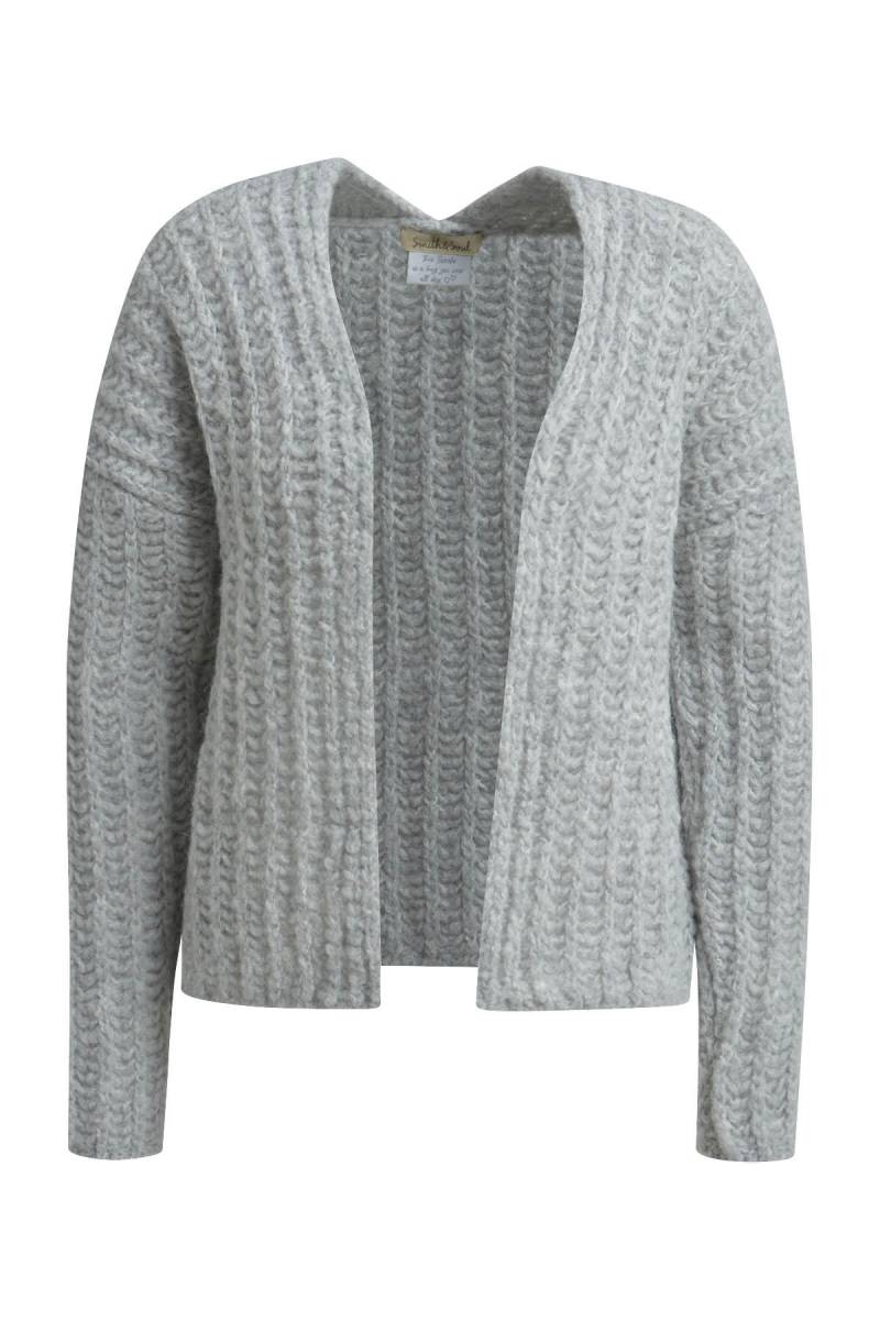 Smith&Soul - Short Open Cardigan silver grey melange - Gr. - L von Smith&Soul