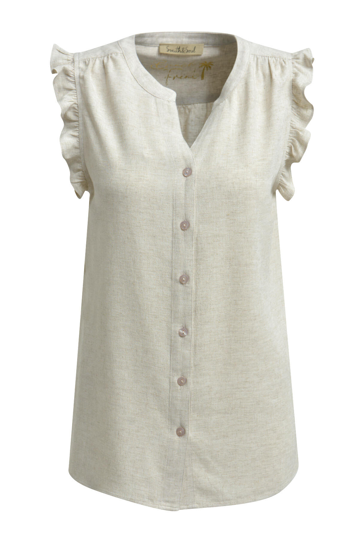 Smith&Soul - Sleeveless Blouse with Ruffles sand - Gr. - XL von Smith&Soul