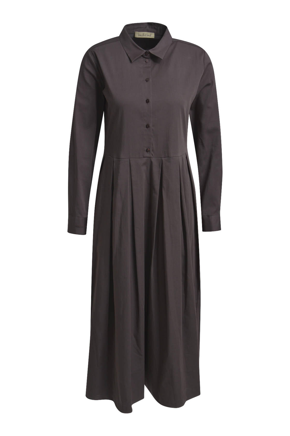 Smith&Soul - Solid Dress with Pleats choco - Gr. - M von Smith&Soul