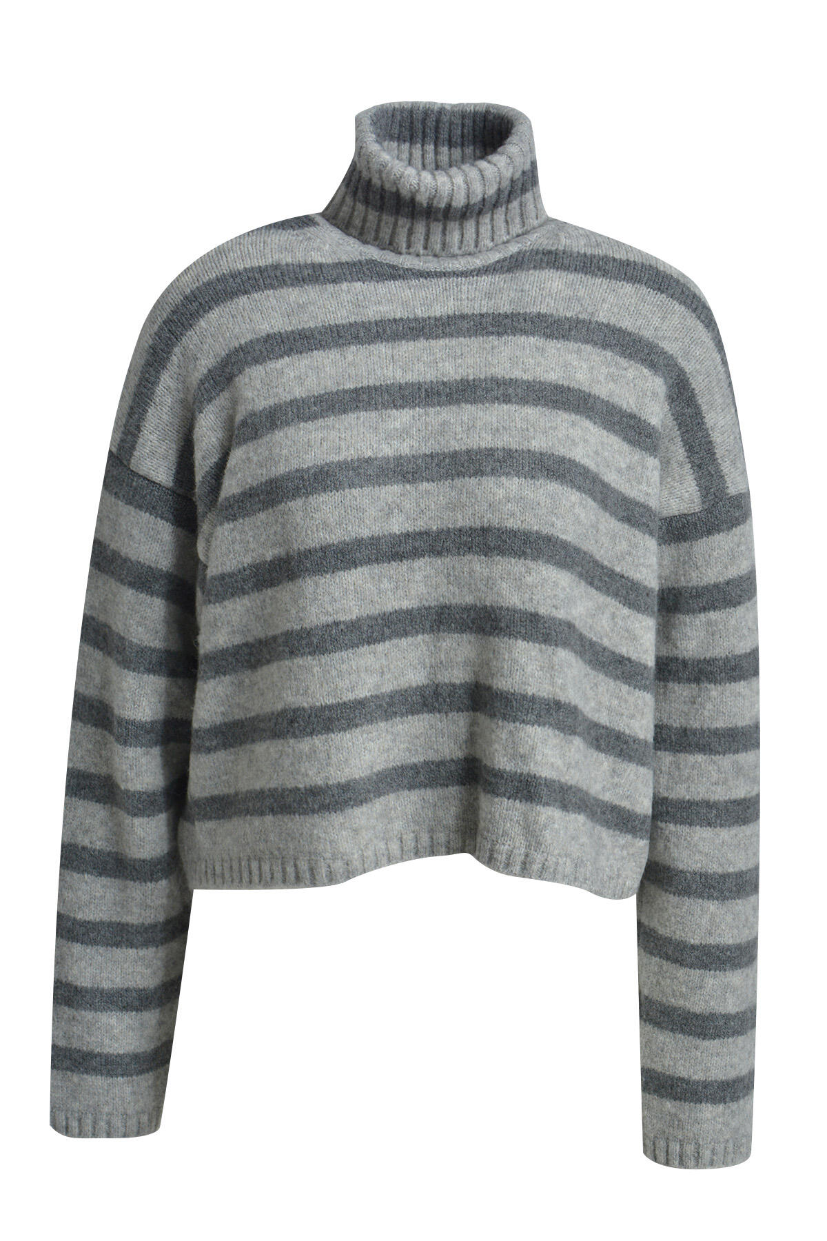 Smith&Soul - Striped Boxy Turtle Neck Pullover anthracite mel.print - Gr. - M von Smith&Soul