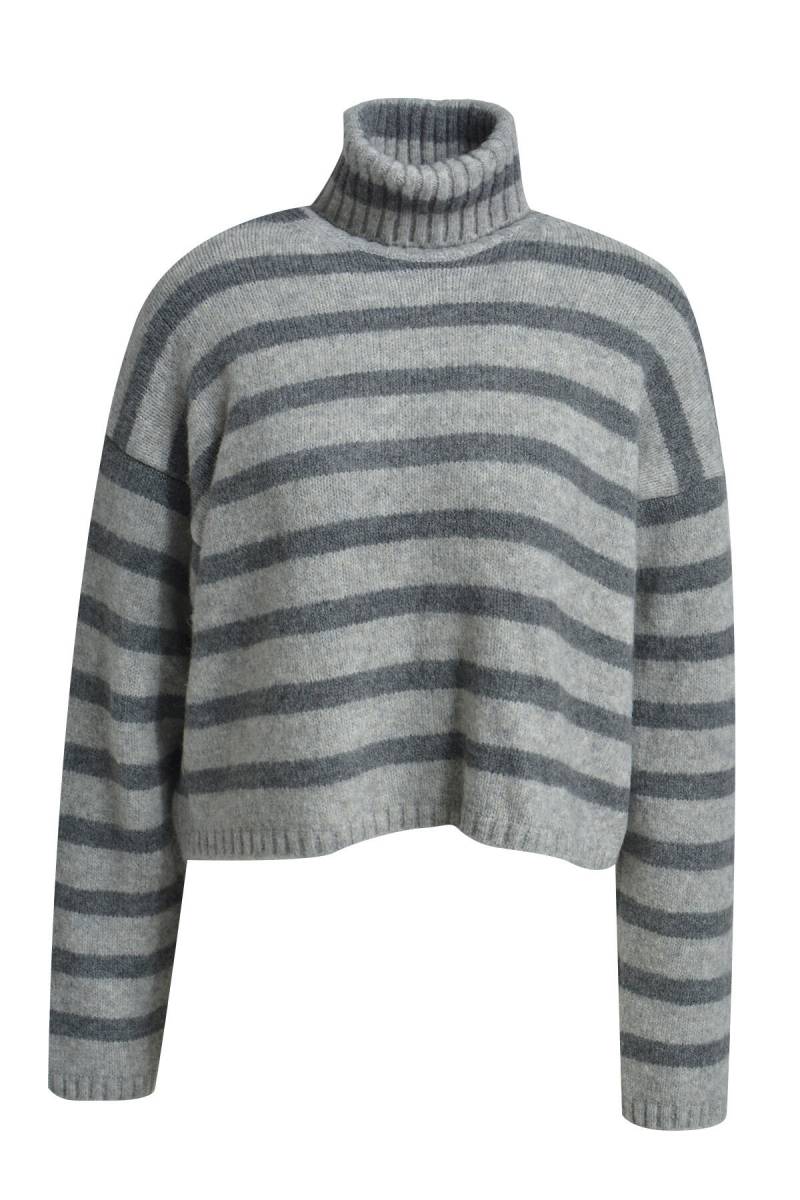 Smith&Soul - Striped Boxy Turtle Neck Pullover anthracite mel.print - Gr. - M von Smith&Soul