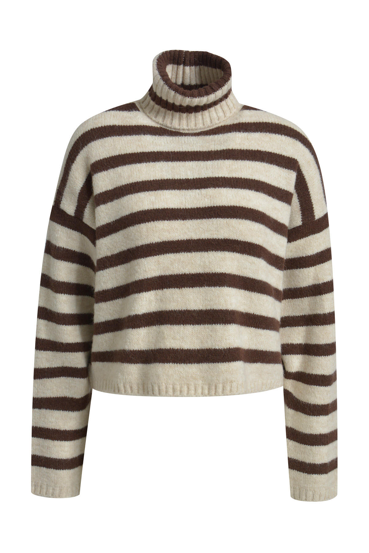 Smith&Soul - Striped Boxy Turtle Neck Pullover choco print - Gr. - L von Smith&Soul
