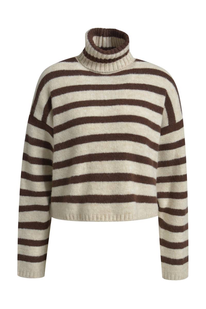 Smith&Soul - Striped Boxy Turtle Neck Pullover choco print - Gr. - XS von Smith&Soul