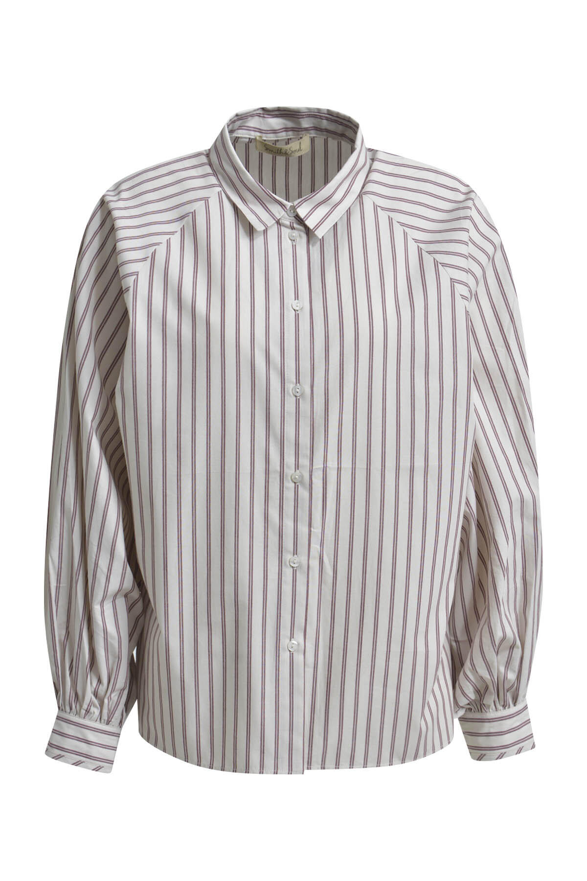 Smith&Soul - Striped Deep Raglan Blouse bordeaux print - Gr. - M von Smith&Soul