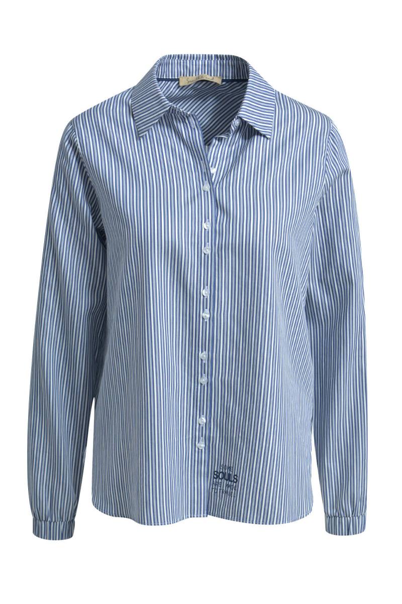 Smith&Soul - Striped Shirt Collar Blouse dark denim print - Gr. - M von Smith&Soul