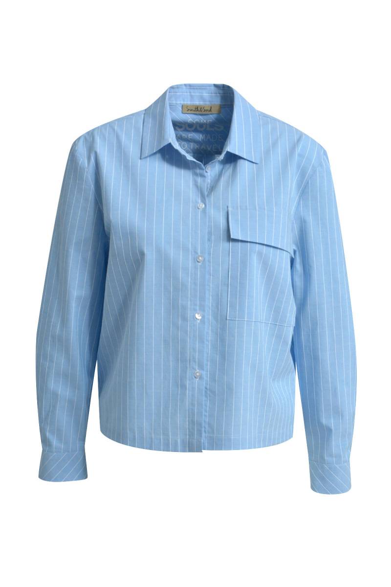 Smith&Soul - Striped Shirt Collar Blouse sky print - Gr. - L von Smith&Soul