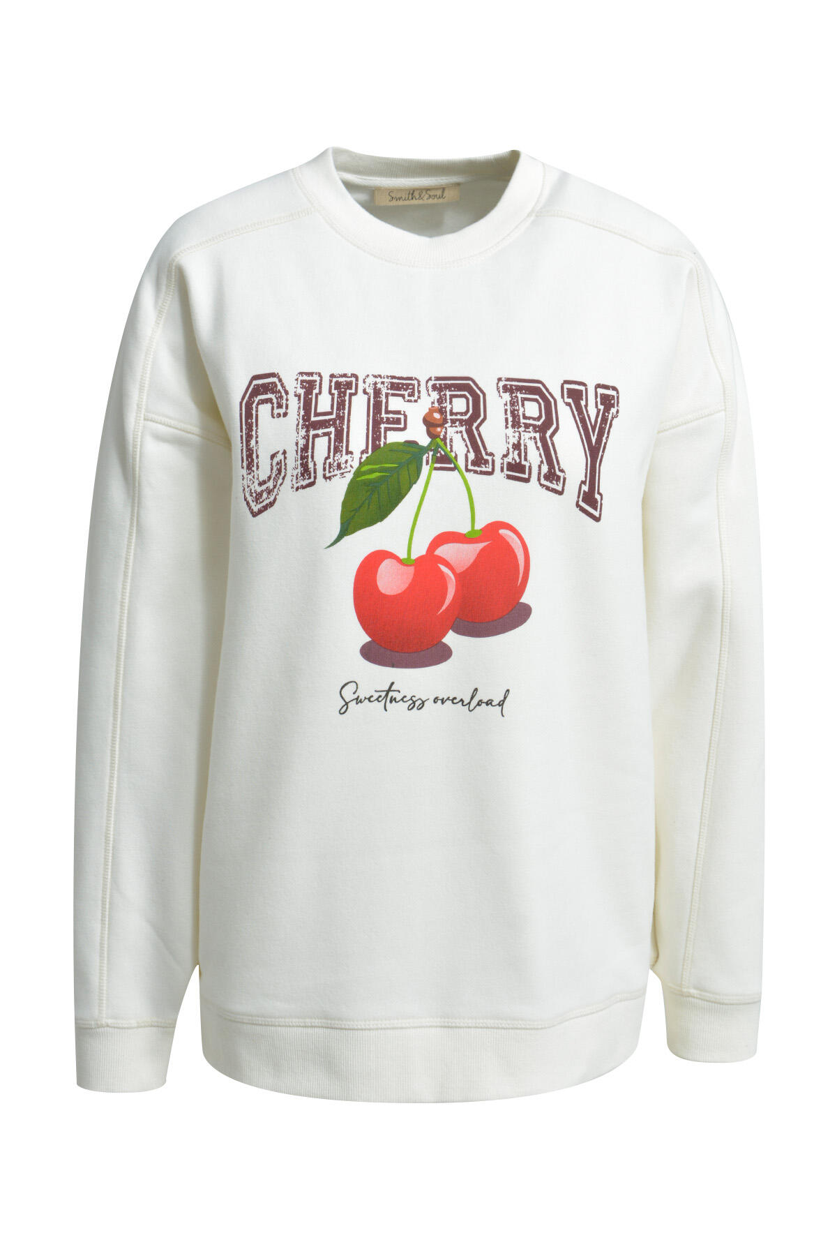 Smith&Soul - Sweatshirt Cherry Print cream white - Gr. - S von Smith&Soul