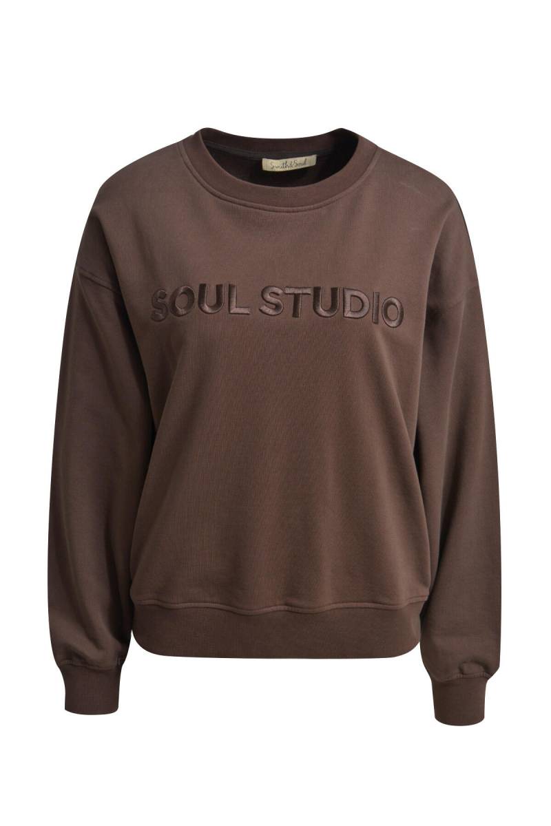 Smith&Soul - Sweatshirt Soul Studio Embroidery dark brown - Gr. - L von Smith&Soul