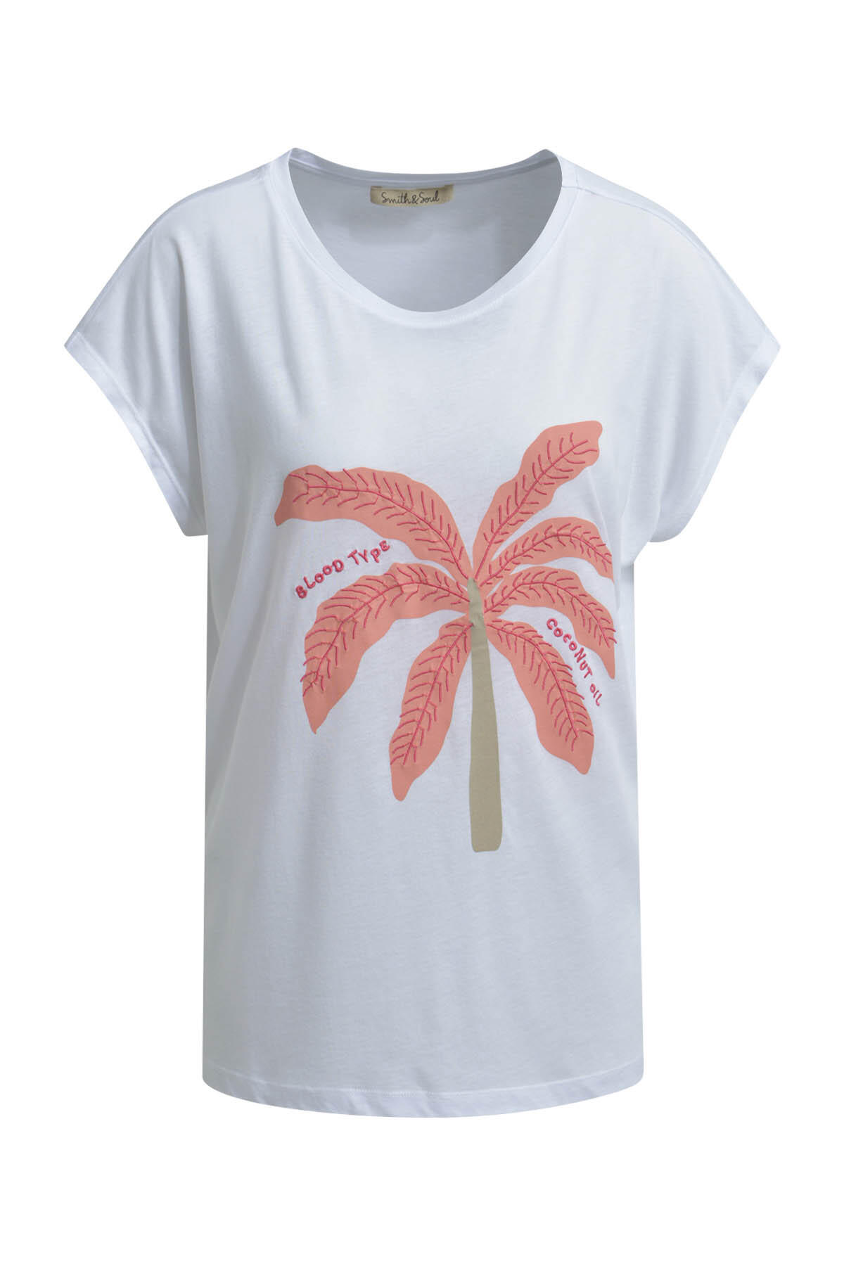 Smith&Soul - T-Shirt Palm Print white - Gr. - L von Smith&Soul