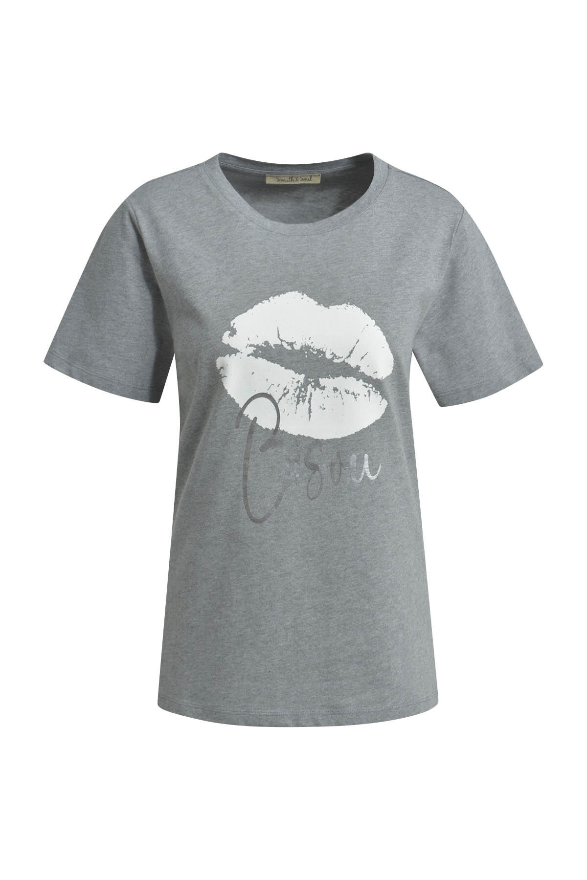Smith&Soul - T-Shirt Print Mix grey melange print - Gr. - L von Smith&Soul