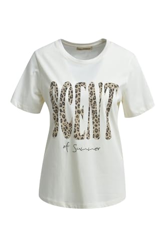 Smith & Soul Damen T-Shirt, Rundhals, Baumwolle, Casual, Print, Camel, L von Smith & Soul