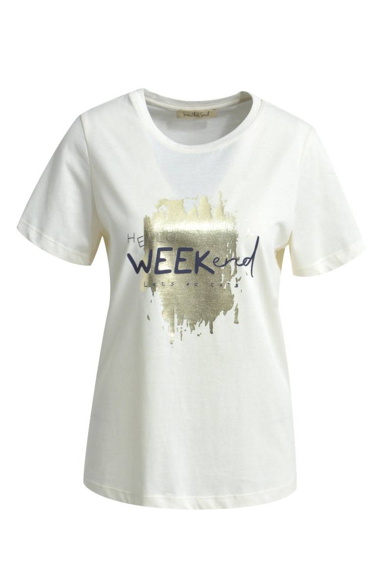 Smith&Soul - T-shirt Weekend Print cream white - Gr. - L von Smith&Soul